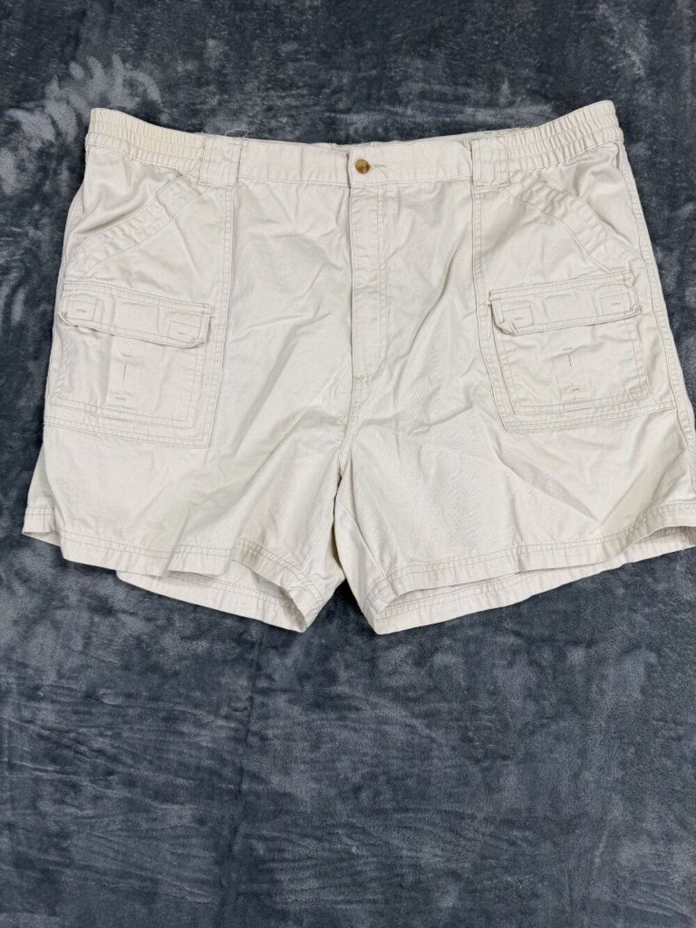 Boca Classics Mens Cargo Shorts Off White Size 48 Cotton Elastic Waist